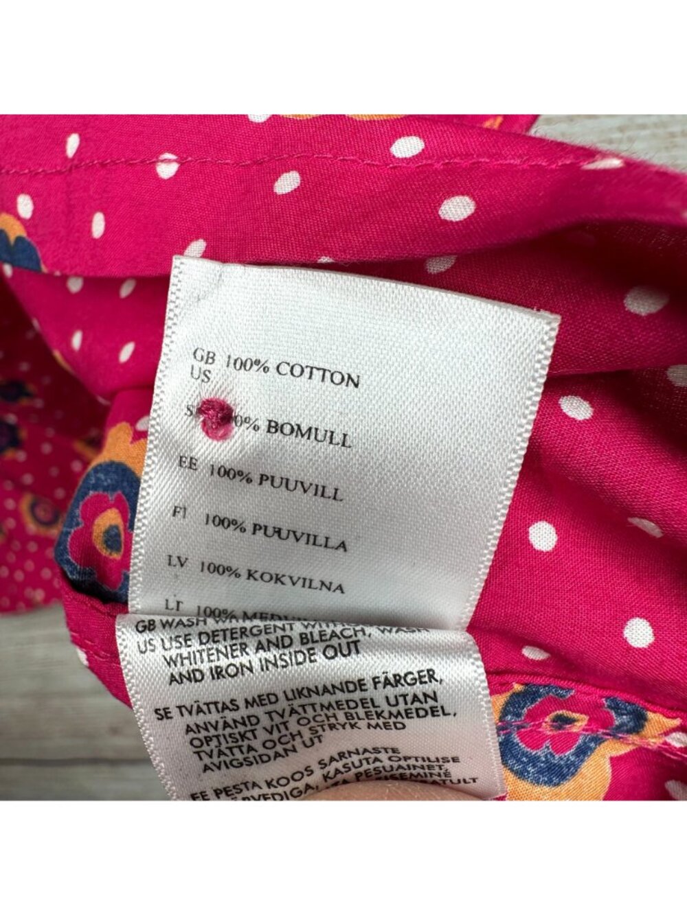 Polarn O. Pyret Girls 6-8Y Pink Floral Polka Dot Tunic Dress 3/4 Sleeve - Picture 9 of 9